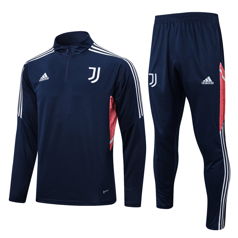 Kit de Treino Juventus 2022/23 Meio Zíper Azul