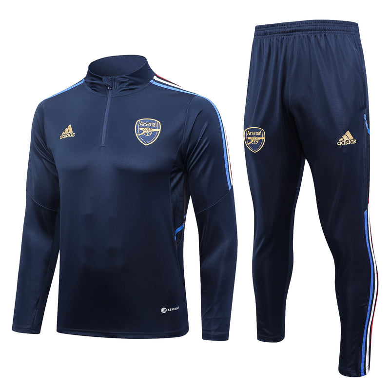 Kit de Treino Arsenal 2023/24 Meio Zíper Azul Escuro