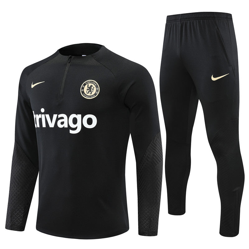 Kit de Treino Chelsea 2022/23 Meio Zíper All Black