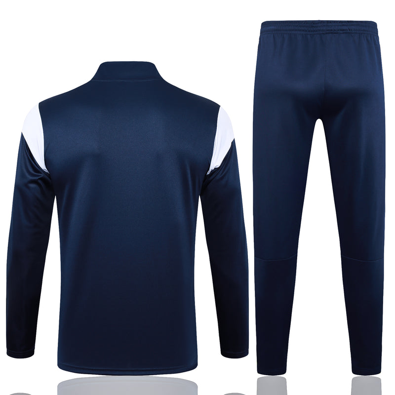 Kit de Treino Olympique de Marseille 2023/24 Meio Zíper Azul Escuro