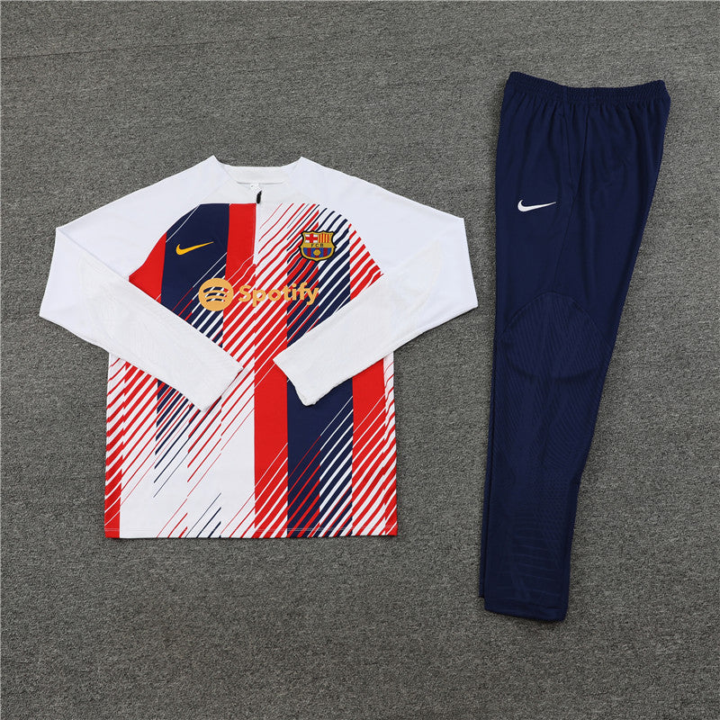 Kit de Treino Barcelona Estilo Camuflado 2023/24 Meio Zíper Branco