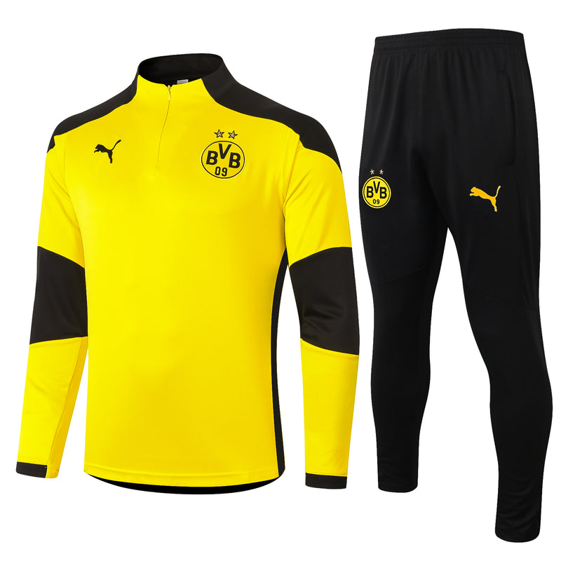 Kit de Treino Borussia Dortmund 2020/21 Meio Zíper Amarelo e Preto