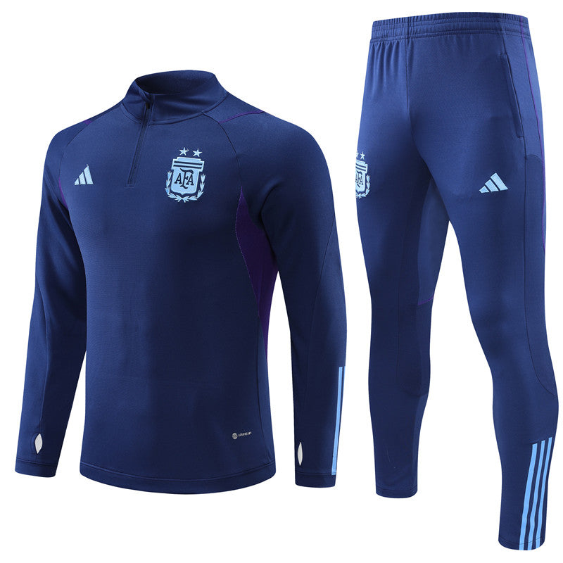 Kit de Treino Argentina 2022/23 Meio Zíper Azul Escuro