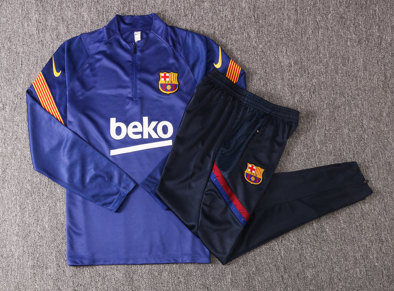 Kit de Treino Barcelona 2020/21 Meio Zíper Azul