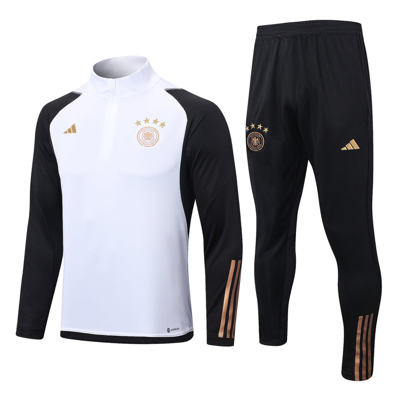 Kit de Treino Alemanha 2022/23 Meio Zíper Preto e Branco