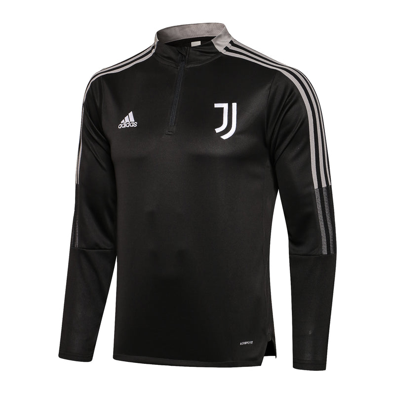 Kit de Treino Juventus 2021/22 Meio Zíper Cinza Escuro