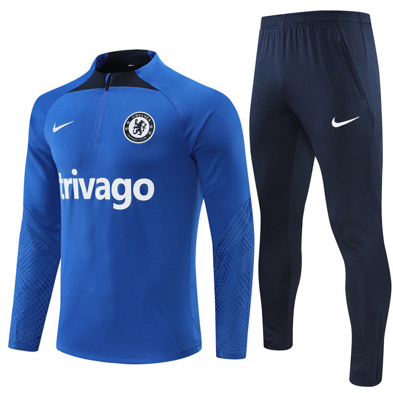 Kit de Treino Chelsea 2022/23 Meio Zíper Azul