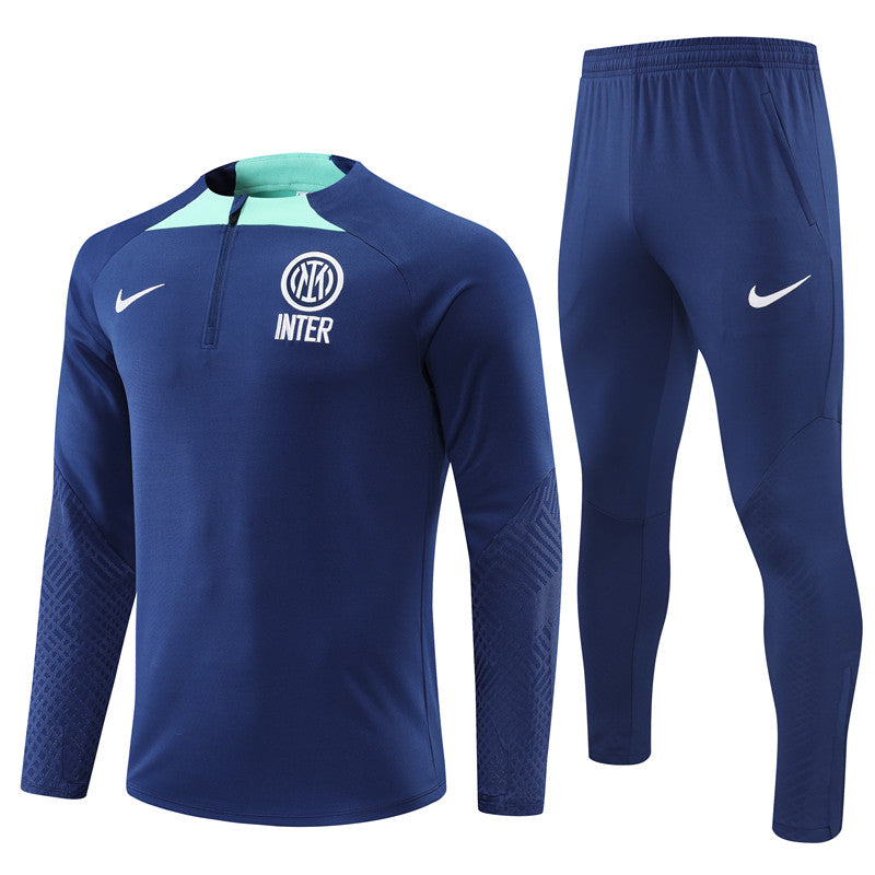 Kit de Treino Inter de Milão 2022/23 Meio Zíper Azul Escuro