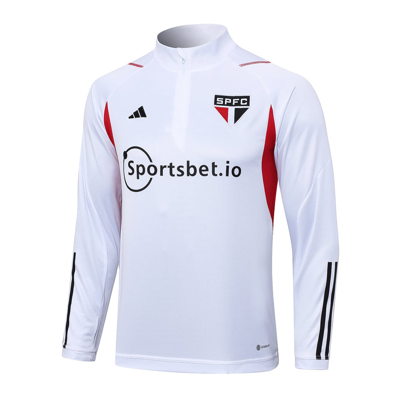 Kit de Treino São Paulo 2023/24 Meio Zíper Branco