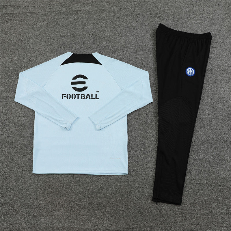 Kit de Treino Inter de Milão 2023/24 Meio Zíper Cinza Claro