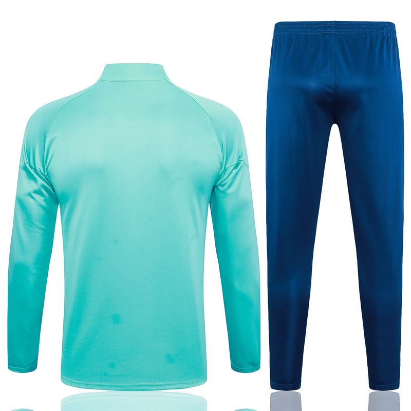 Kit de Treino Olympique de Marseille 2023/24 Meio Zíper Ciano