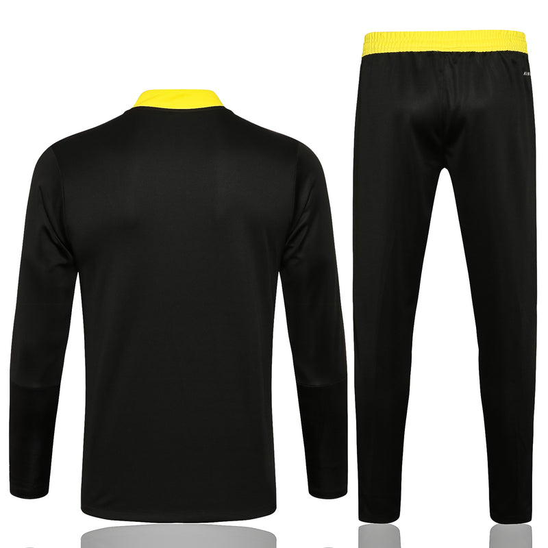 Kit de Treino Juventus 2021/22 Meio Zíper Preto e Amarelo